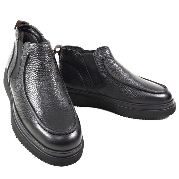 MORESCHI ?? MEN\'S  BLACK SOFT LEATHER WINTER MONTONE BOOTS main image 4